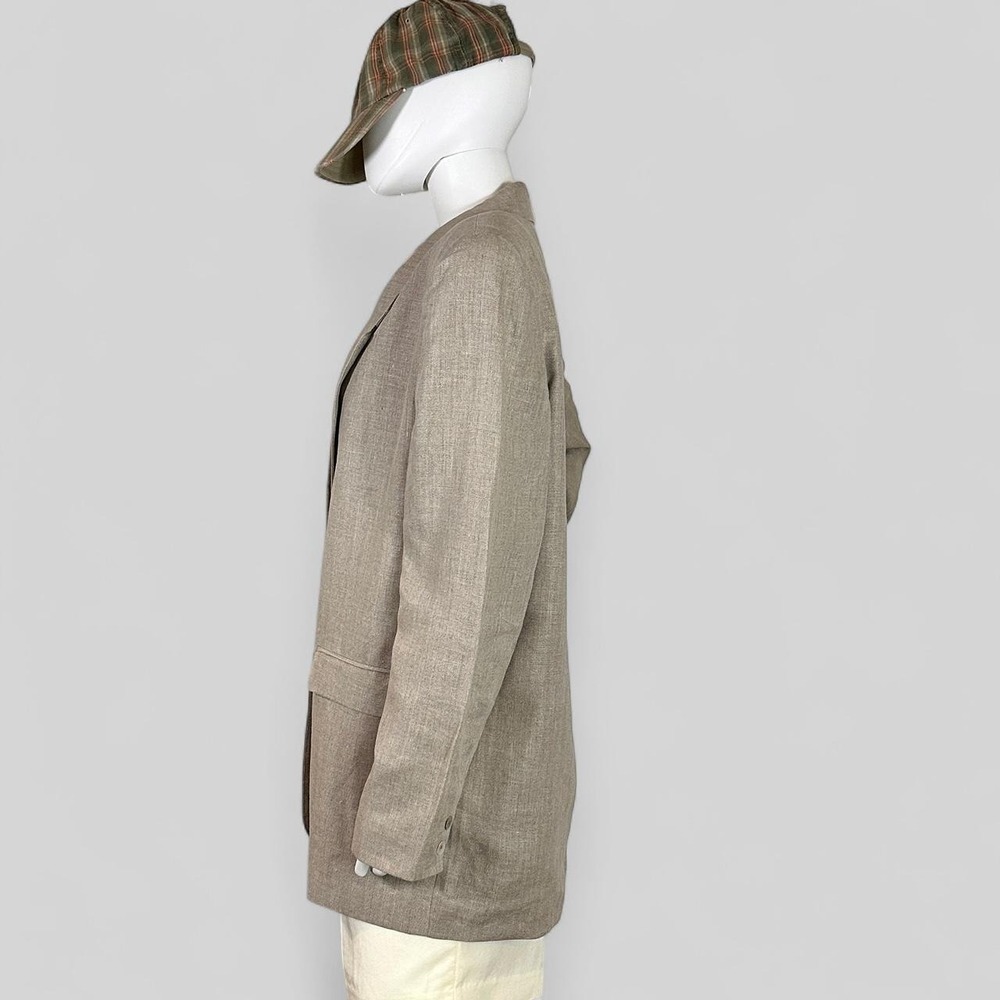 Jennie Moore  Vintage 90s 100% Linen Oversized Blazer Tan Beige‎ Office Size 14 - Picture 3 of 8